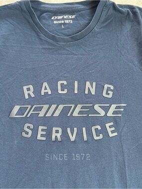 Dainese Racing Service Graphic T-Shirt Mens Large L Navy Blue Since 1972 Biker